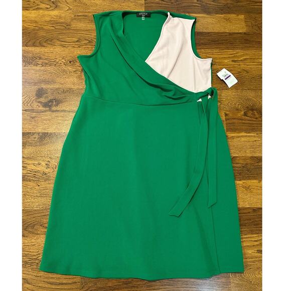 Casper Women's Color Block Knee Length Dress Green/Pink Size XXL NWT - Picture 1 of 7